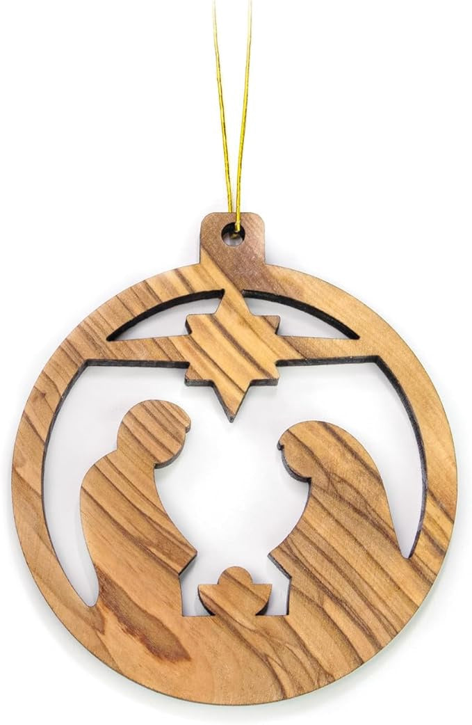 Holy Land Olive Wood Christmas Ornaments-Nativity