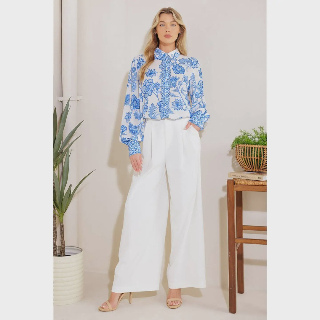 Flying Tomato  Printed Woven Top