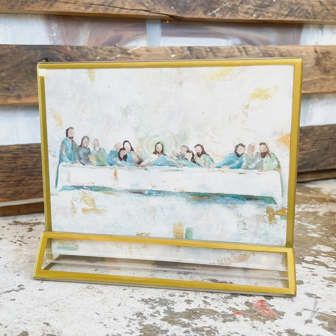 Mackenzie Kissel Art Jesus 'the Last Supper' in Acrylic Gold Frame Easter 4x6
