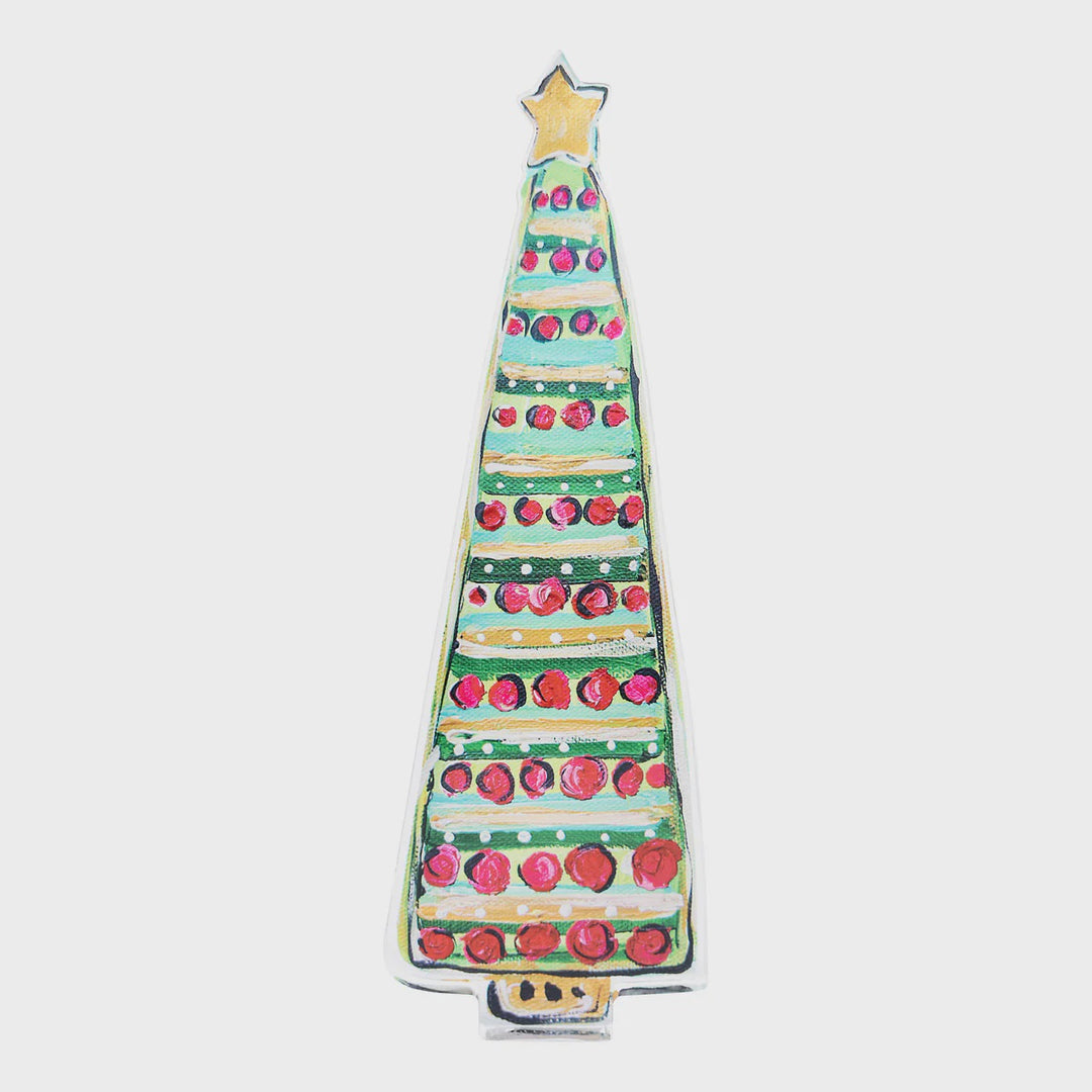 Glory Haus Bright Gold and Green Christmas Tree Acrylic Stand