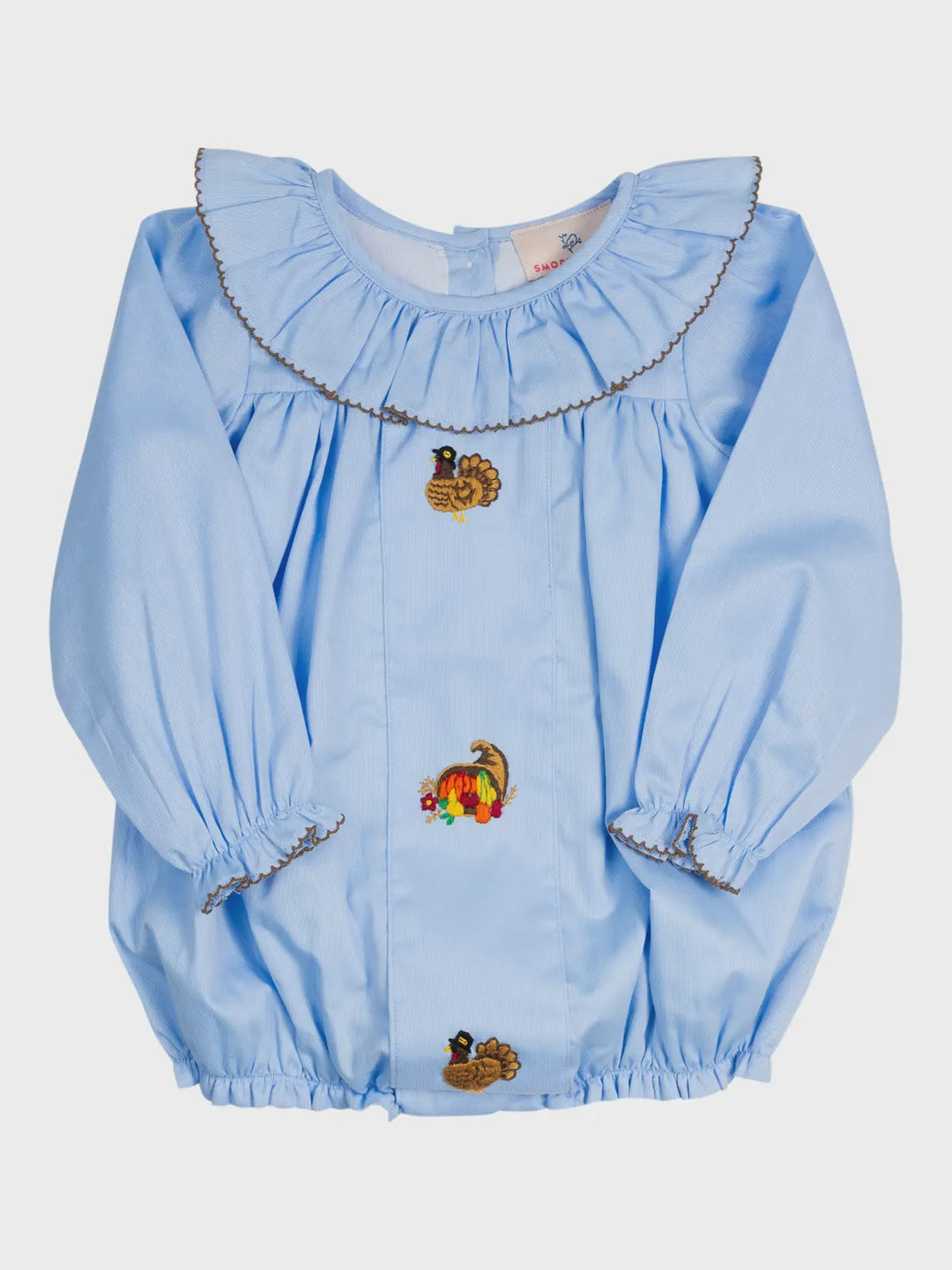 Smockingbird Light Blue Hand Embroidered Turkey Bubble