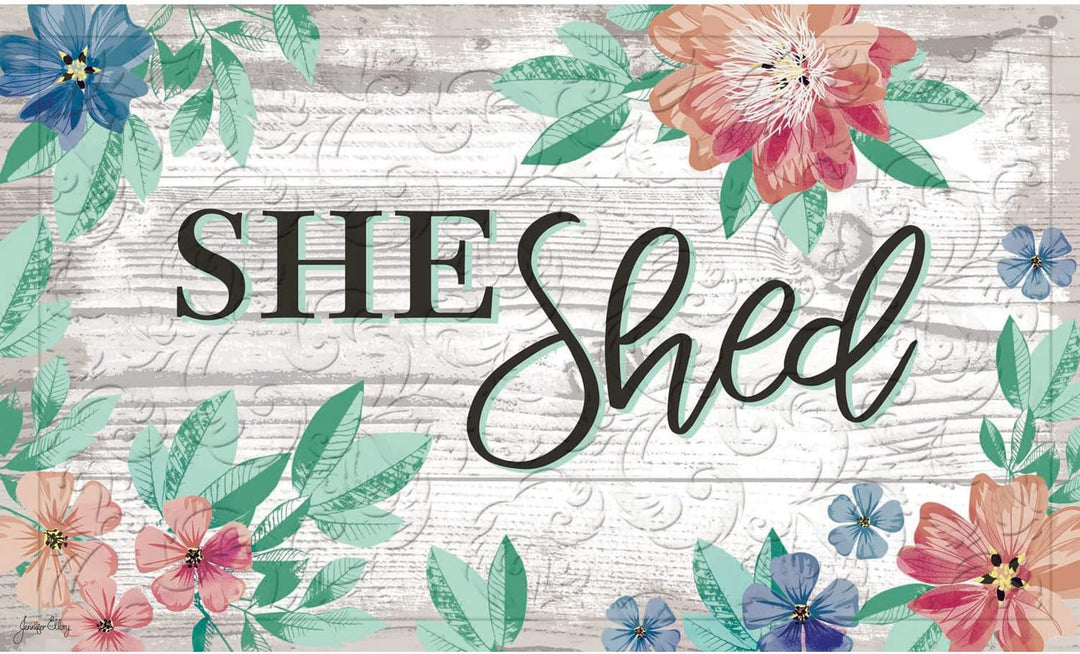 Evergreen She Shed Embossed Floor Rug