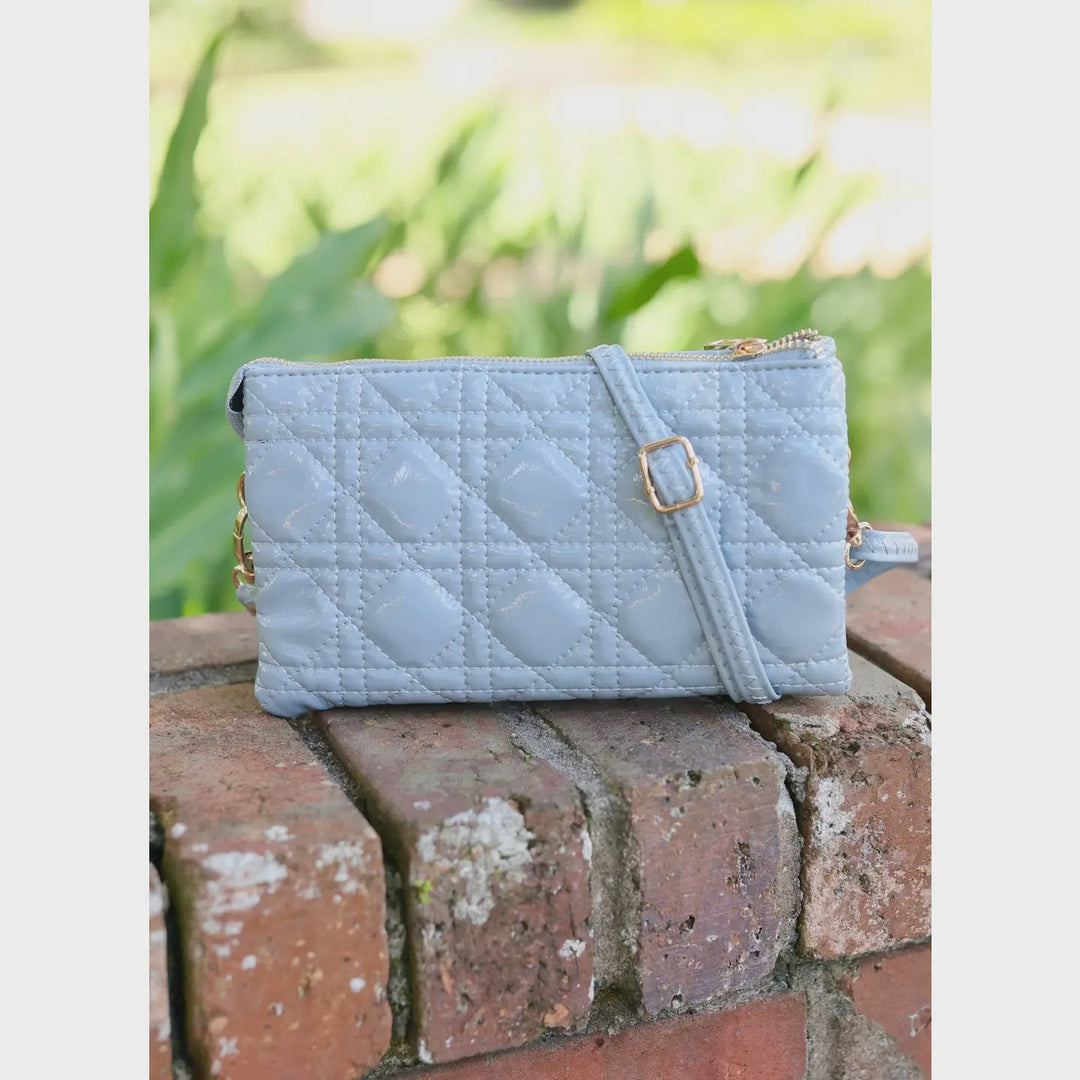Caroline Hill Liz Custom Collection Crossbody Dusty Blue Patent Lq