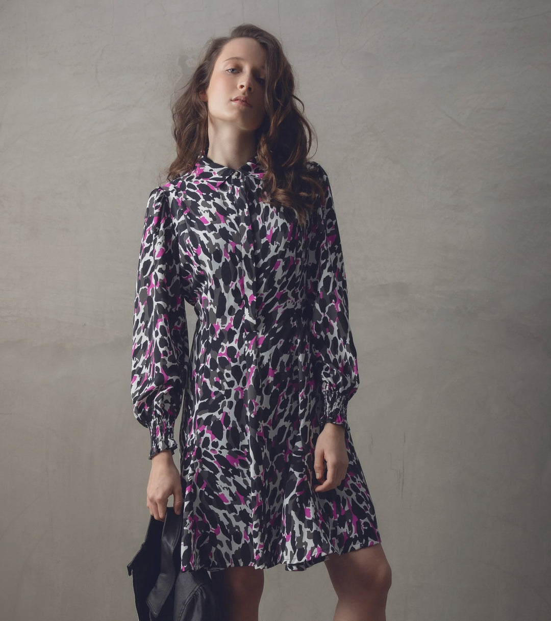 Marble Fashions Fit and Flare Magenta/Black Dress