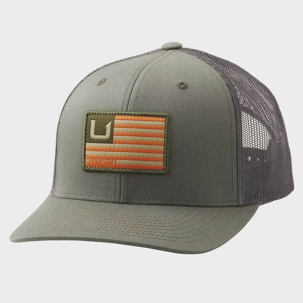 Huk Huks and Bars Trucker Snapback Hat - Olive