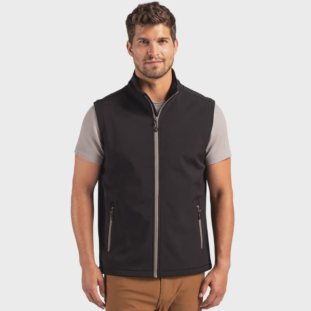 Cutter & Buck Clique Tempo Eco Stretch Full Zip Mens Softshell Vest- Black