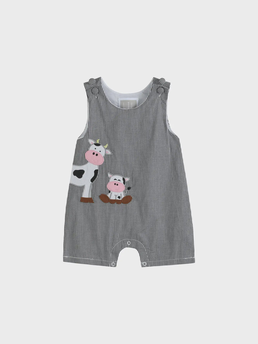 Black Gingham Cow Family Shortalls