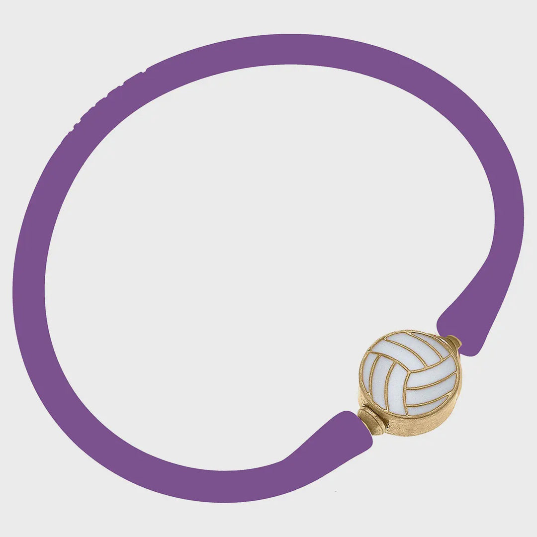 Canvas Enamel Volleyball Silicone Bali Bracelet - Purple
