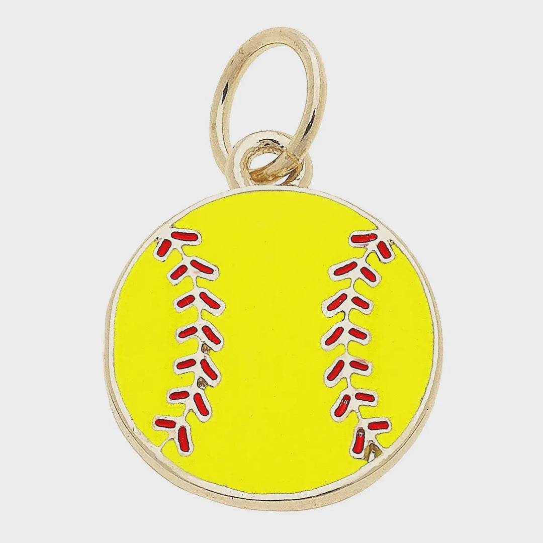 Canvas Softball Enamel Charm