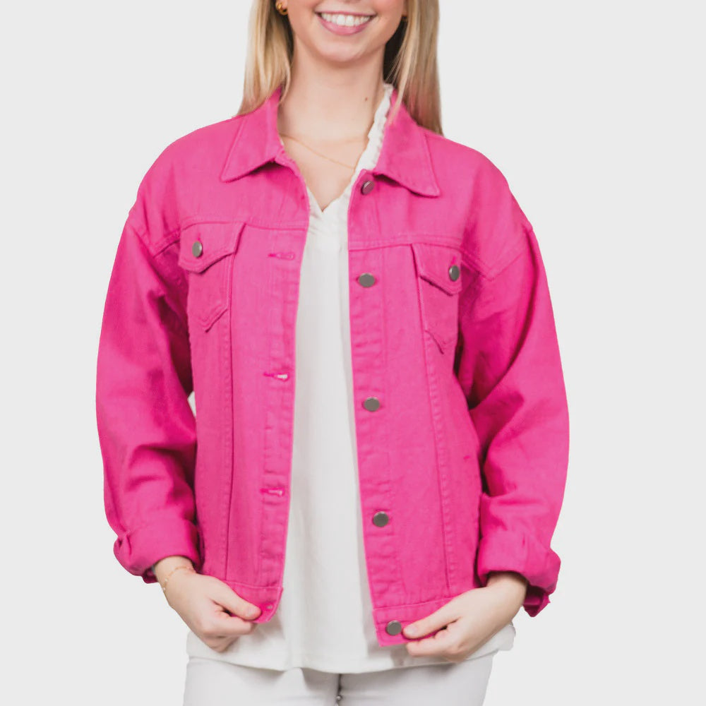 Top it Off Hot Pink Cody Jean Jacket
