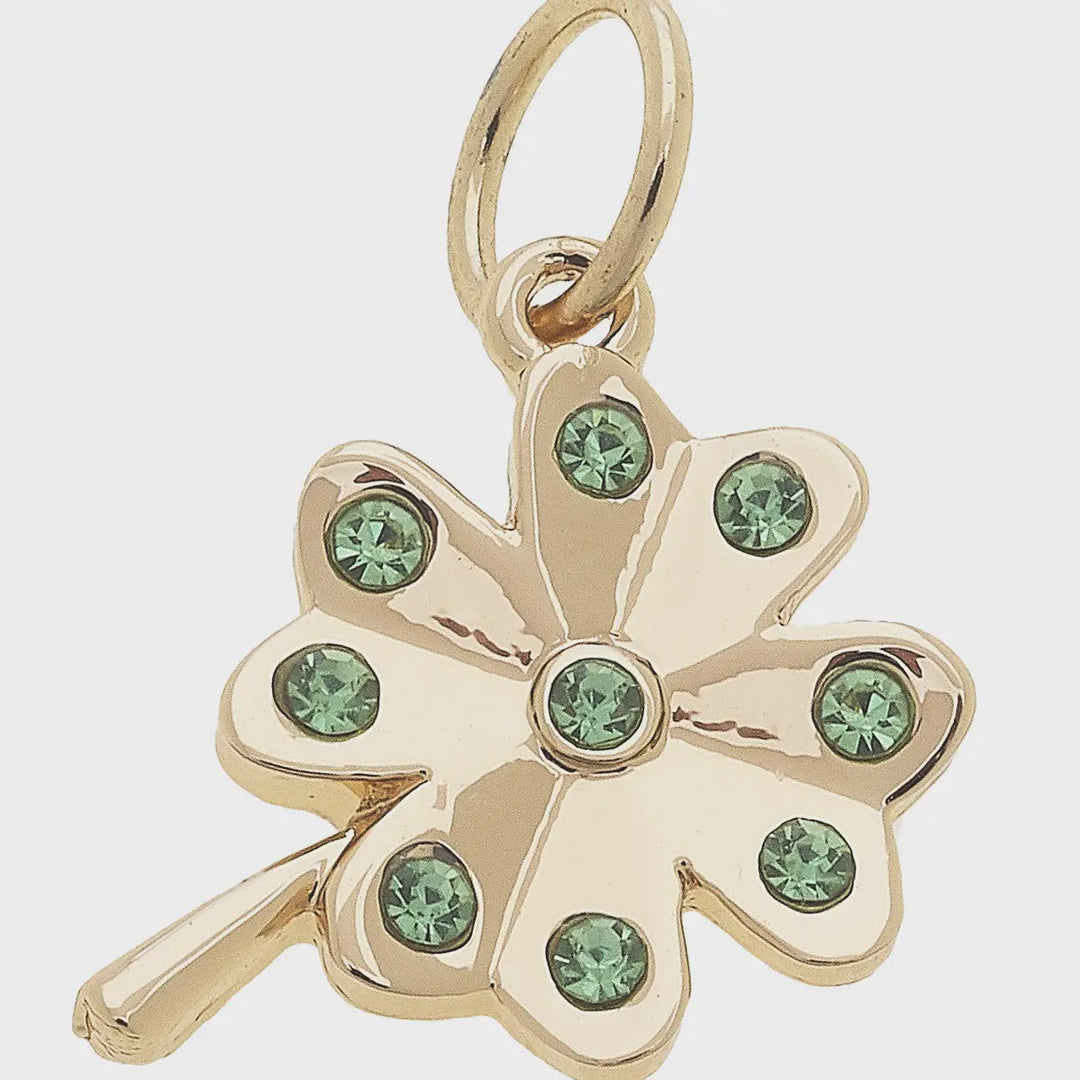 Canvas Green Pave Shamrock Charm in Shiny Gold
