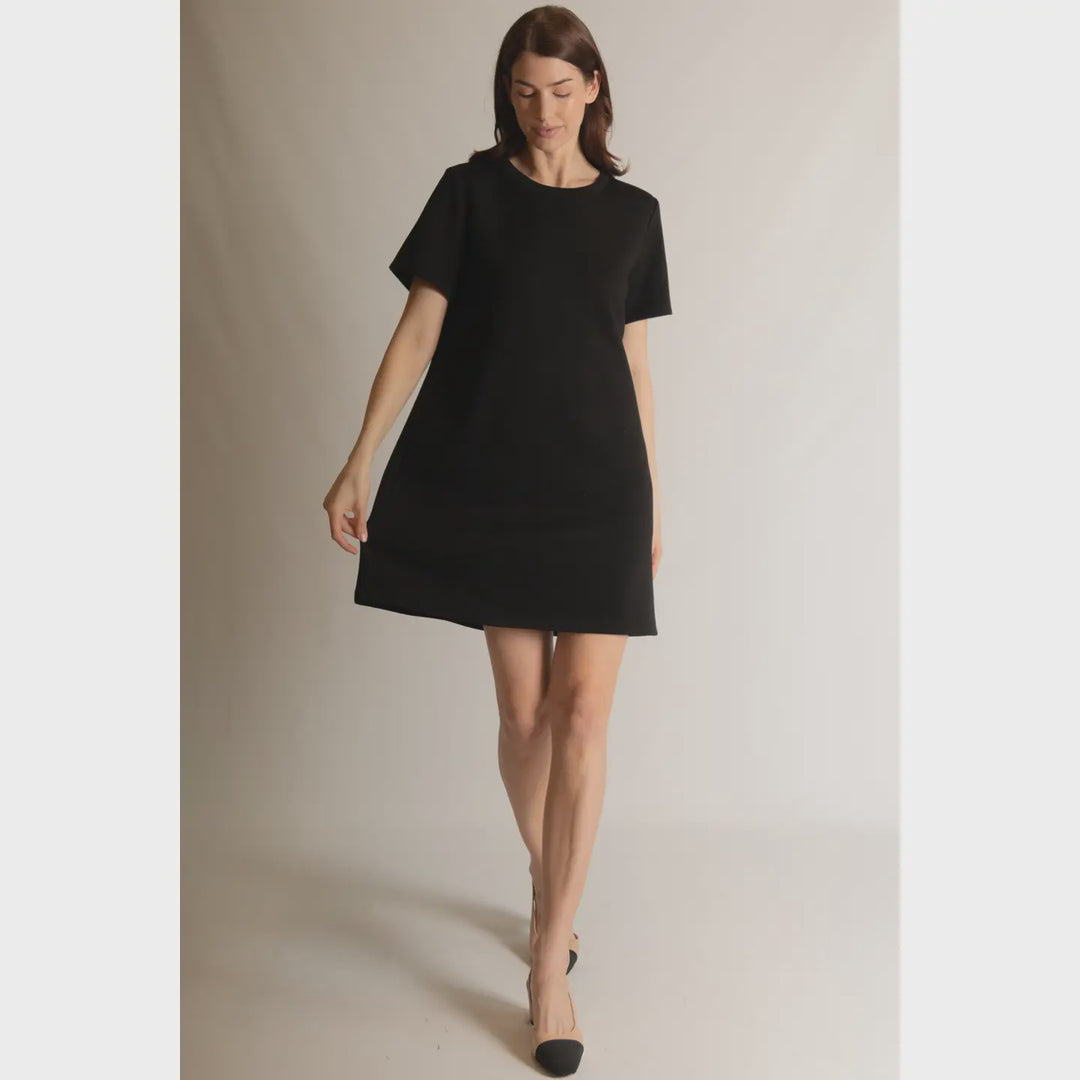 P. Cill Black Butter Modal Short Sleeve Dress