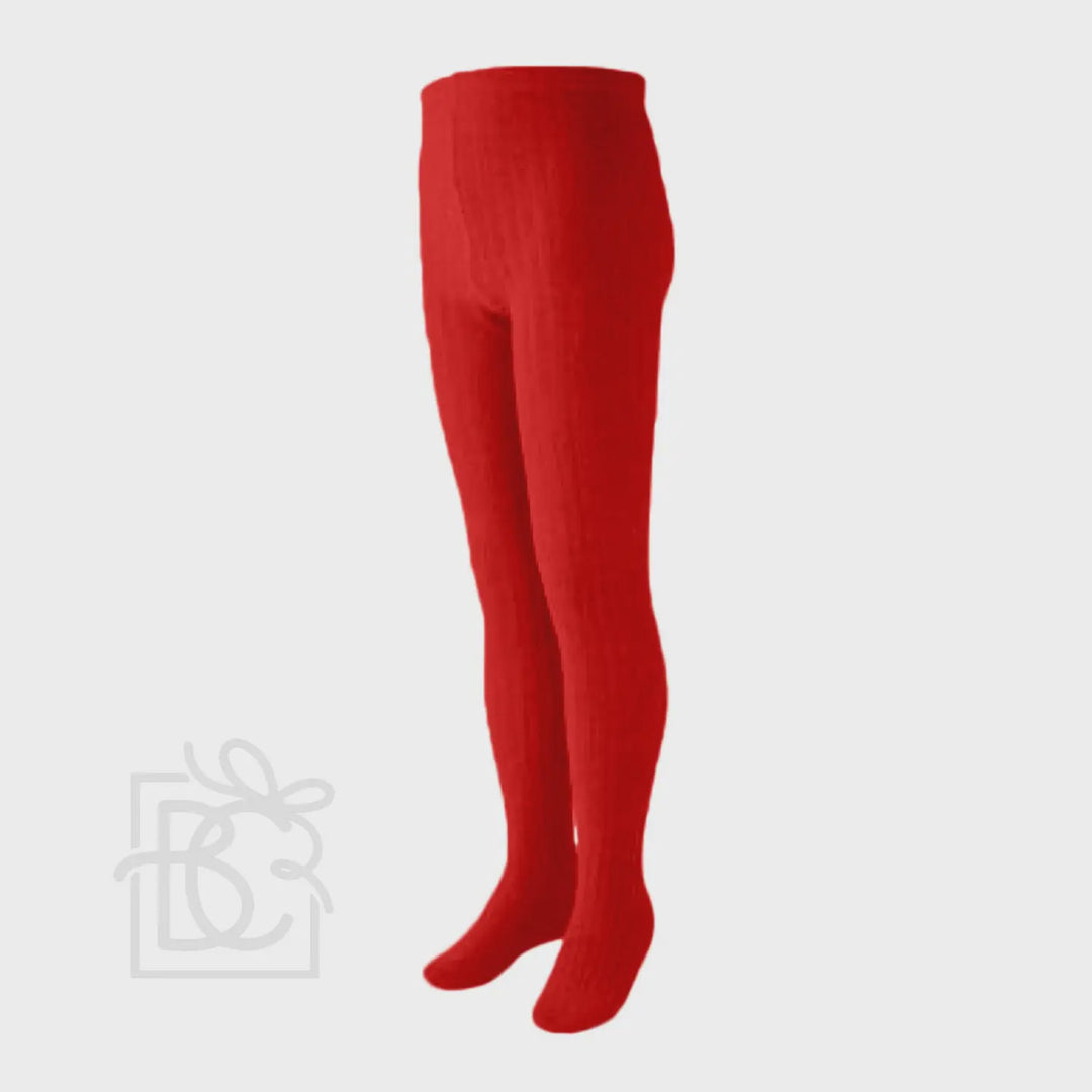 Carlomagno Ribbed Cotton Tights- Red