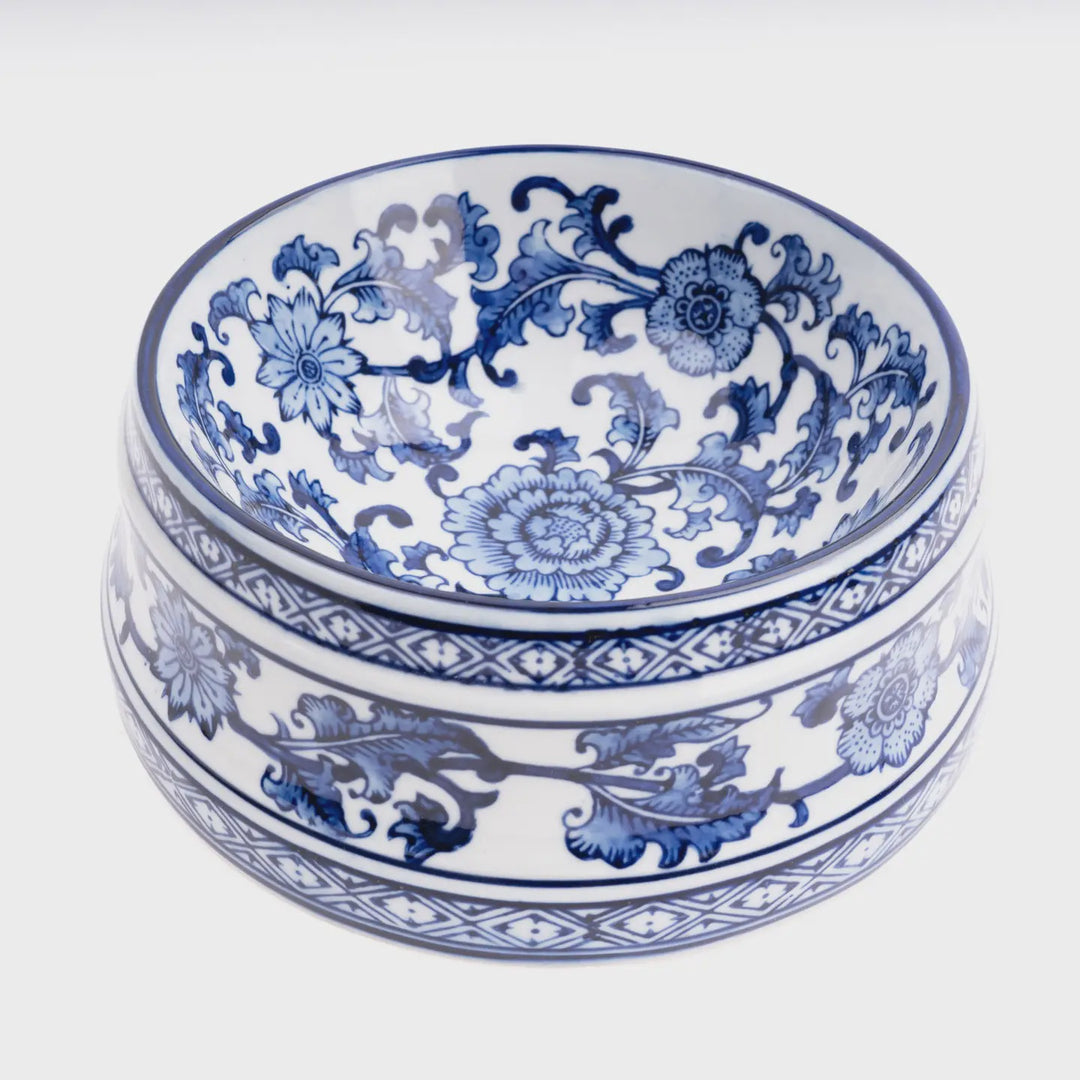 Oak Lane Blue Chinoiserie Large Dog Bowl