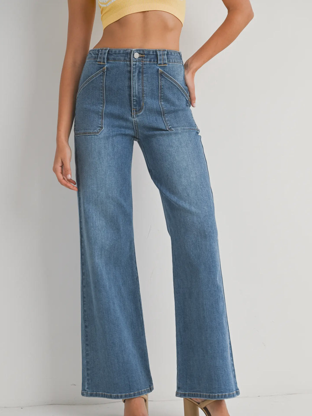 JBD DP782 - Md - Patch Pocket Wide Leg Flare