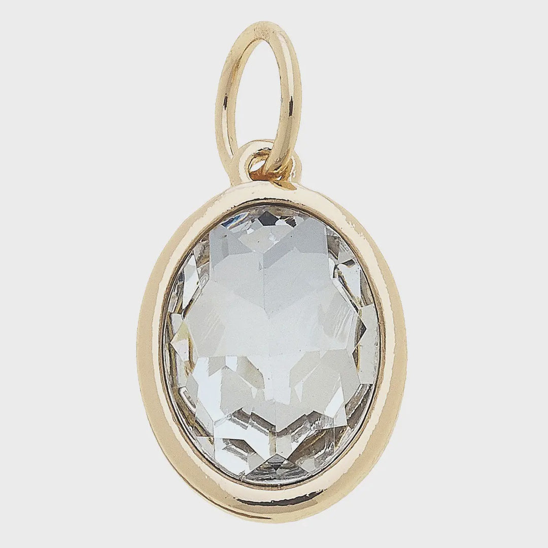 Canvas Glass Birthstone Charm - April/ Diamond