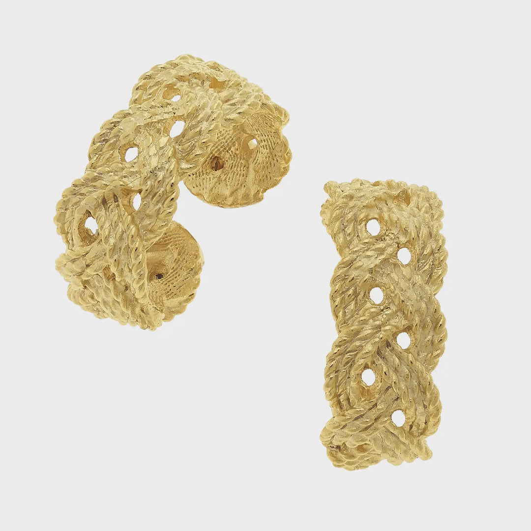 Susan Shaw Gold Braided Hoop Earrings