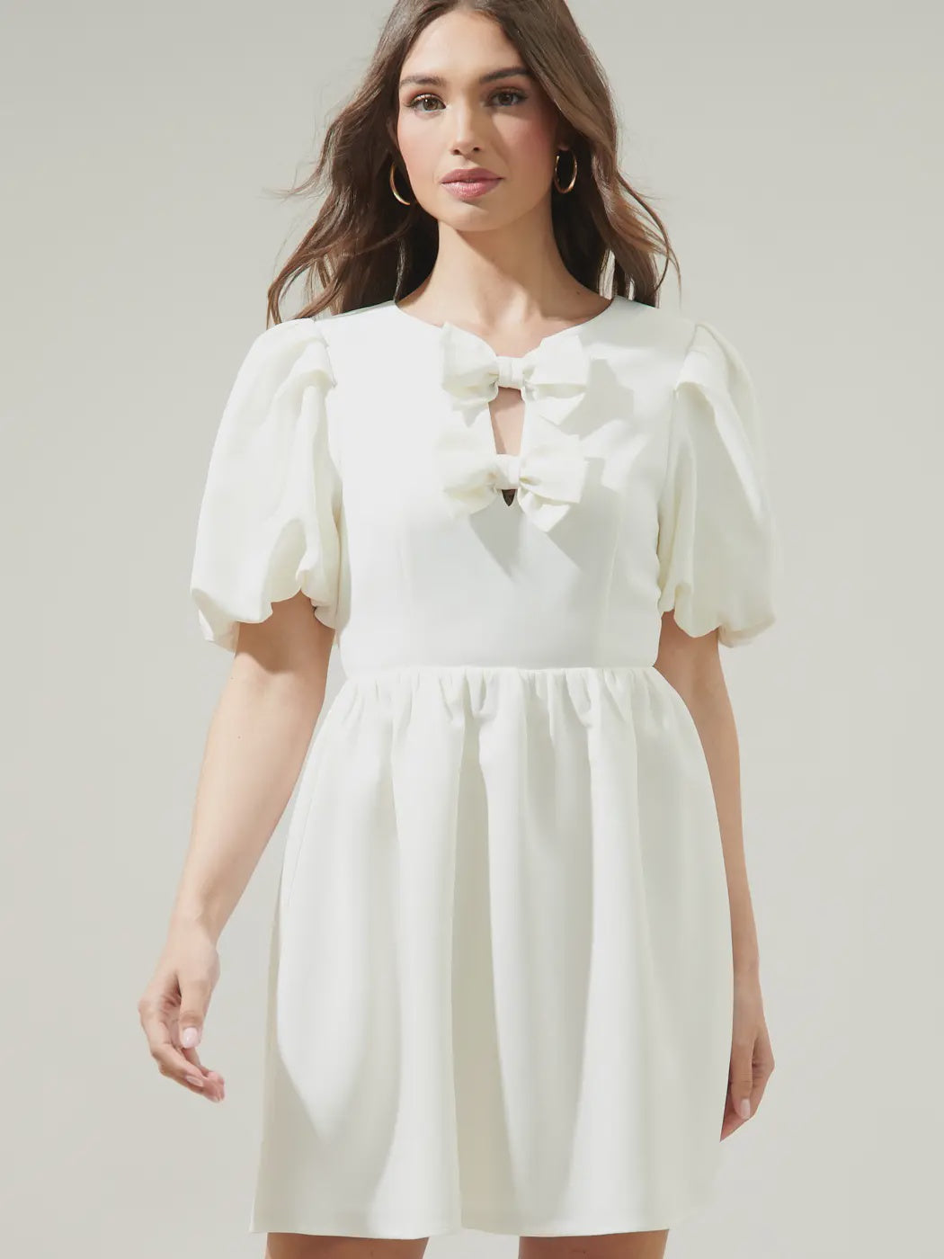 White Kimmy Bow Tie Mini Dress