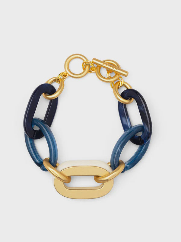 Zenzii Resin Chain Bracelet Navy/Gold/Cream