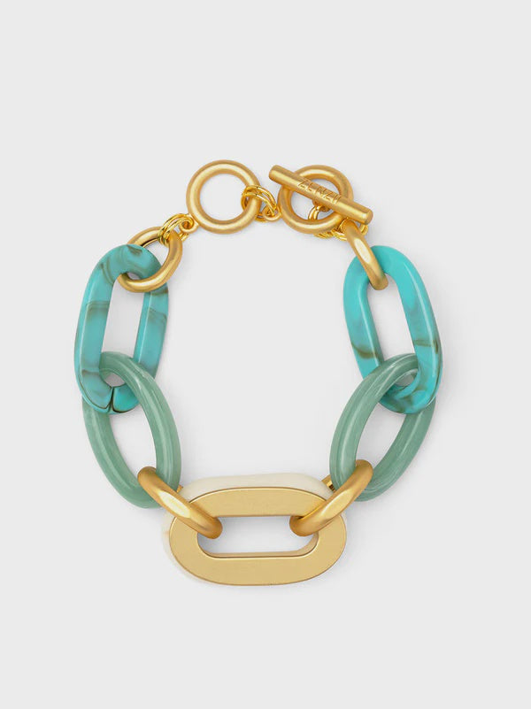 Zenzii Resin Chain Bracelet Turquoise/Gold/Cream