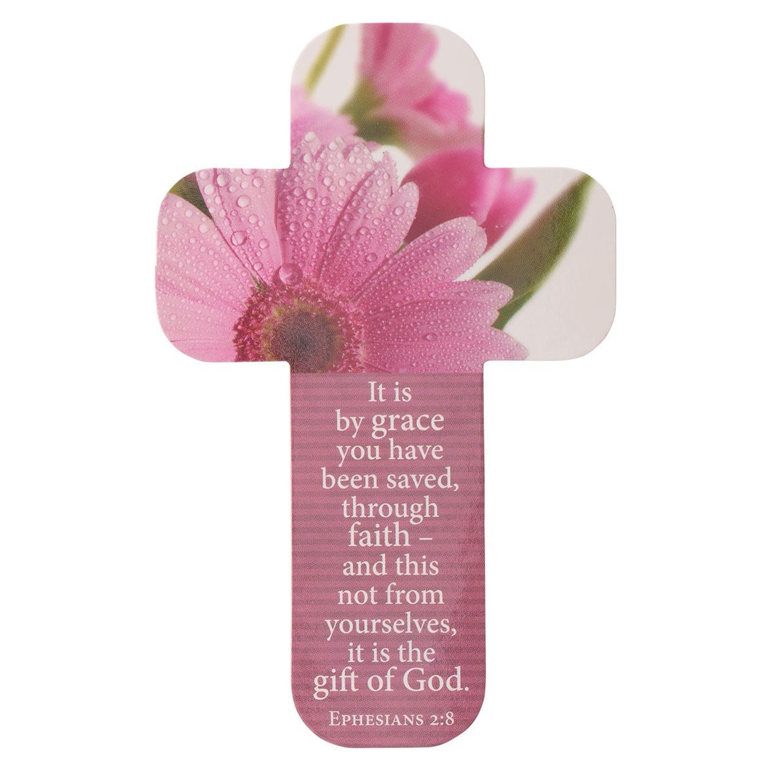 Christian Art Gifts Grace pink Daisy Paper Cross Bookmark Set