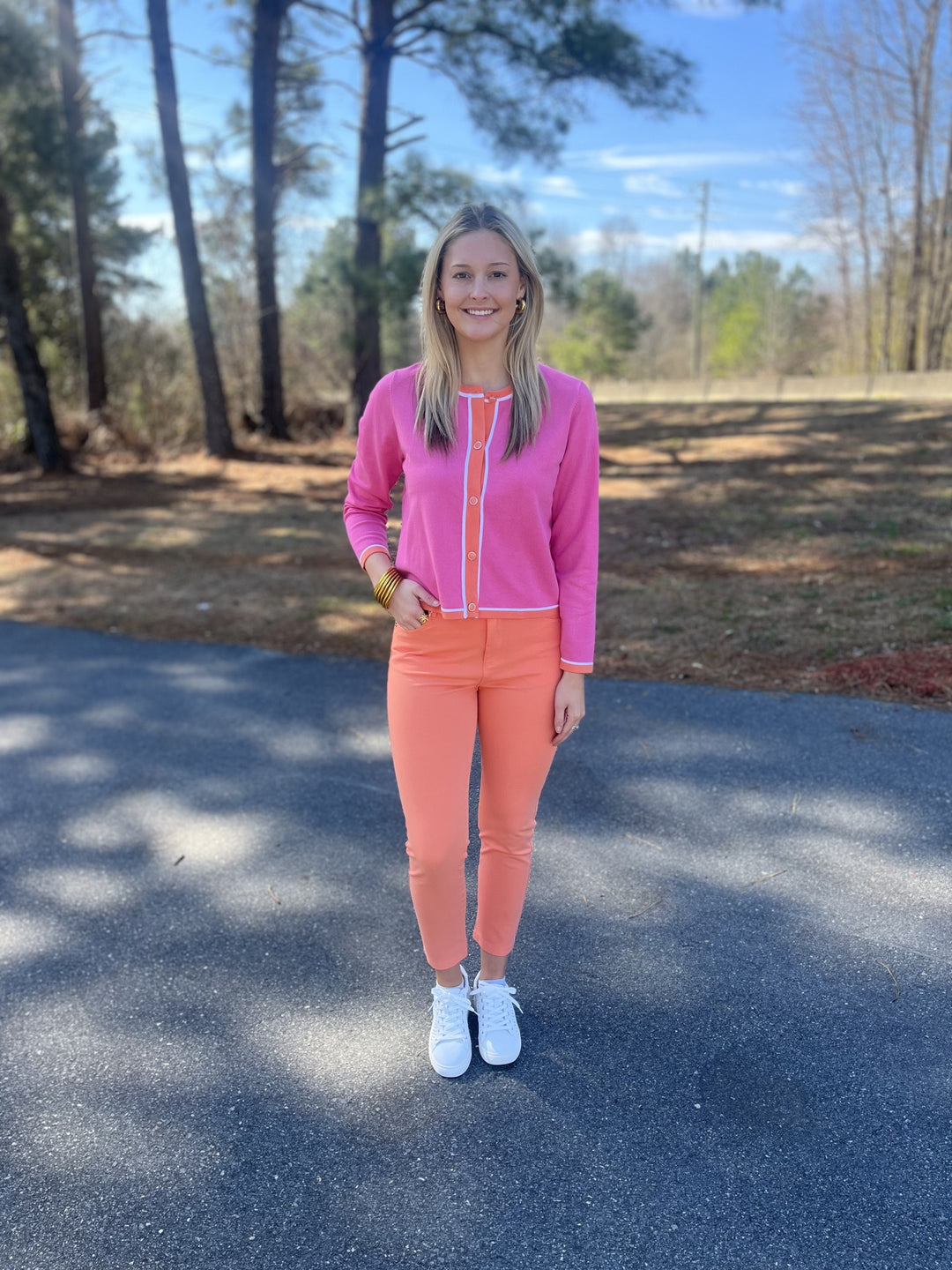 Marble Pink and Orange Cardigan