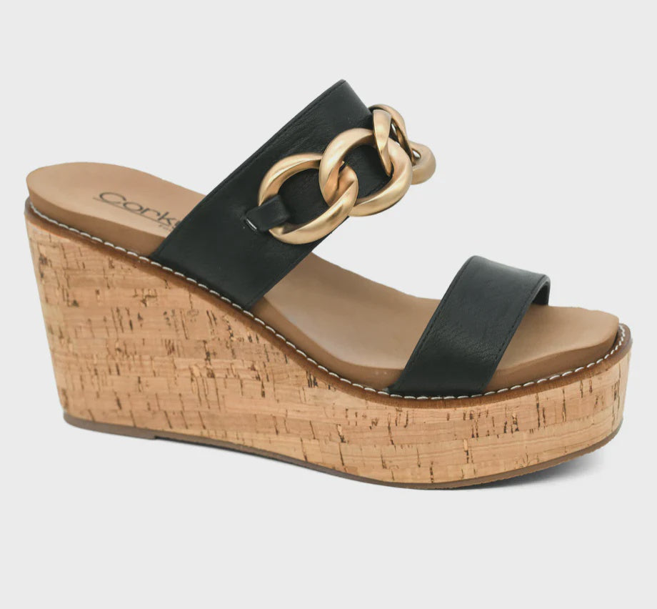 Corky's On Vacay Black Wedge