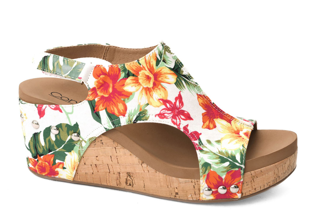 Corky's White Floral Carley Wedge