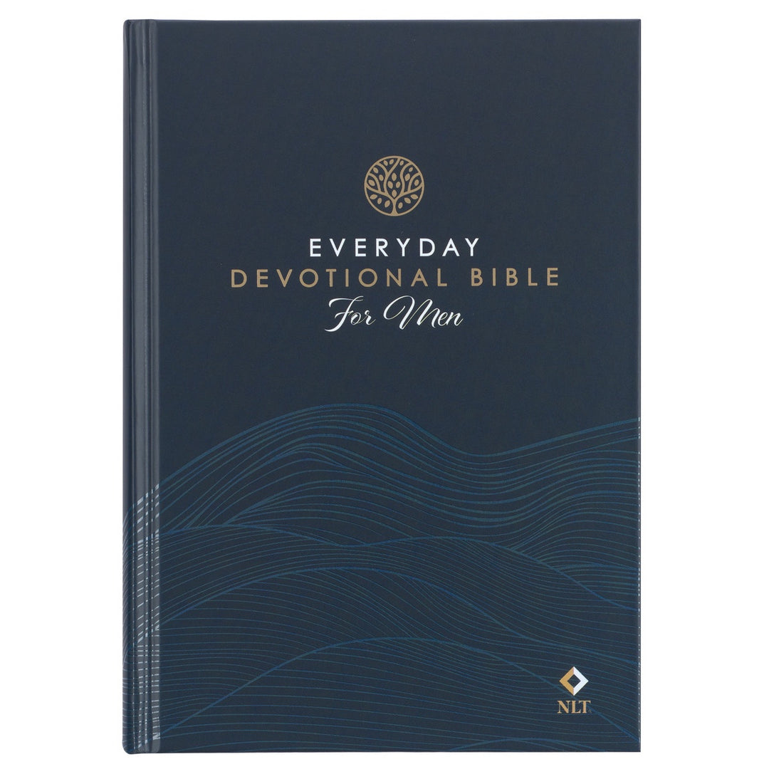Christian Art Gifts Navy Wave Hardcover NLT Everyday Devotional Bible for Men