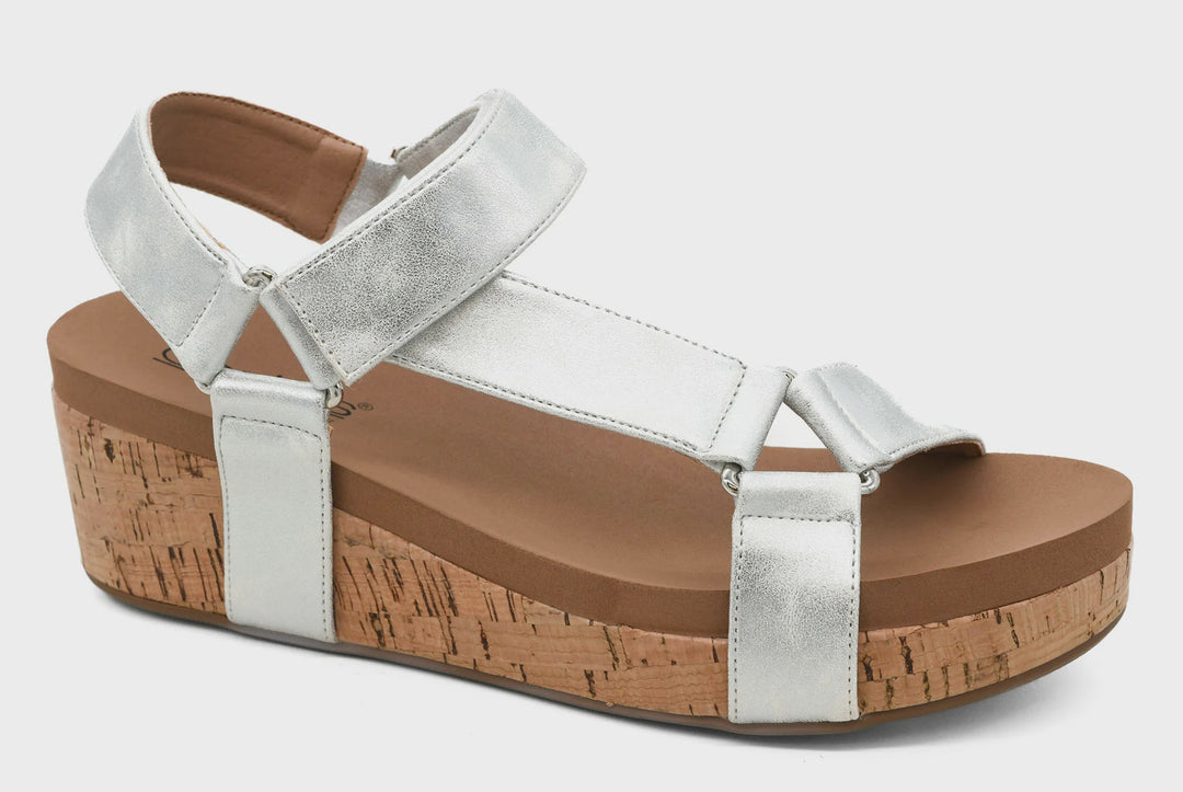 Corkys White Metallic Don't Tempt Me Wedge
