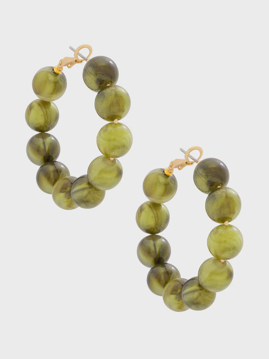 Zenzii Iridescent Beaded Hoop Earring Green