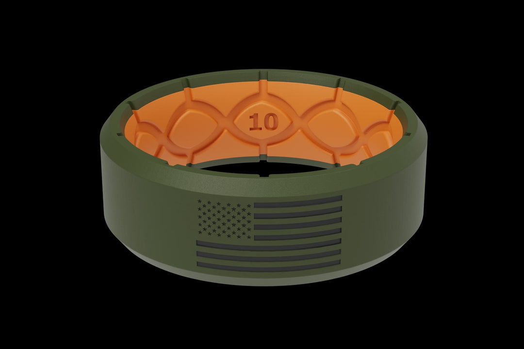 Groove Life Edge America Moss Green & Black Flag Ring