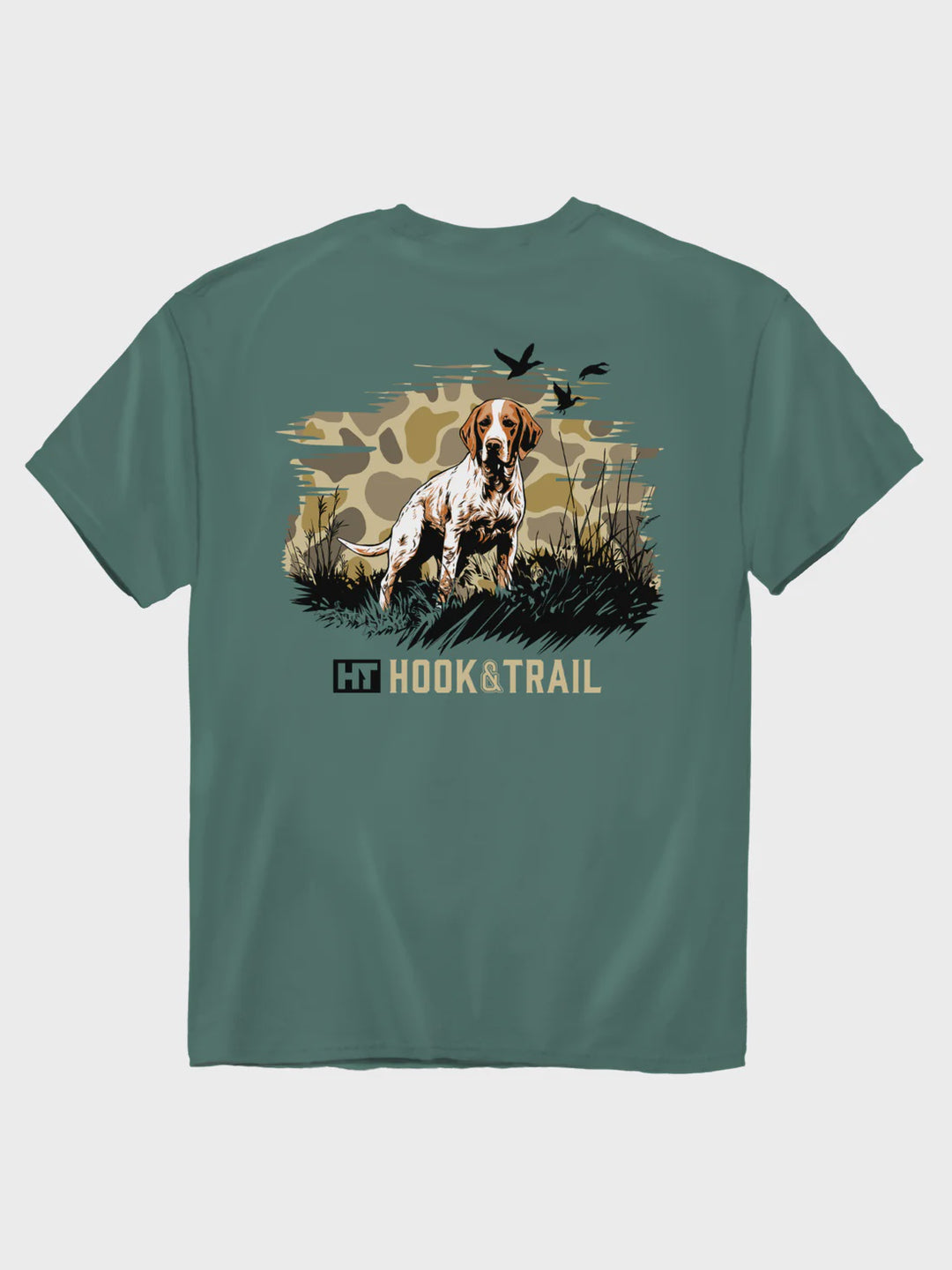 Hook and Trail Pine Green Rust Pointer Camo T-Shirt