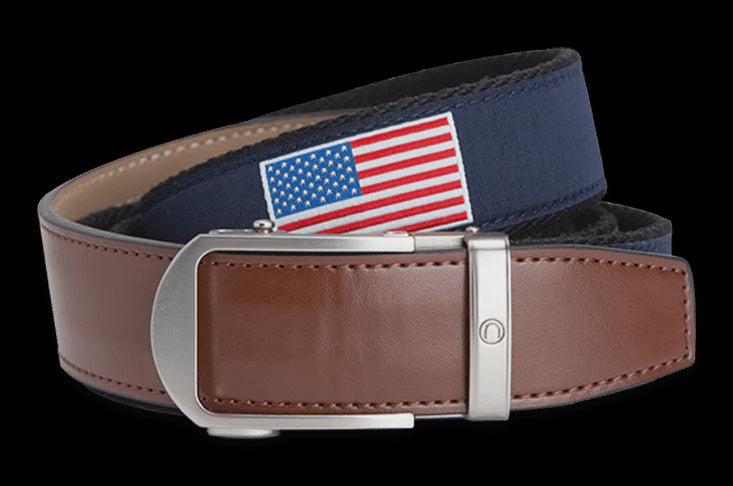 Nexbelt Hampton USA Flag 1 3/8" Strap Golf Ribbon Belt