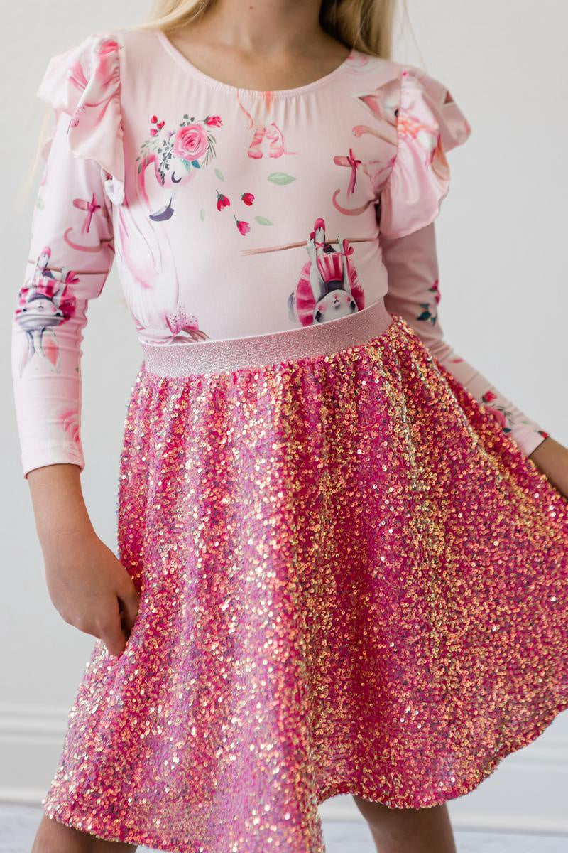 Mila & Rose Hot Pink Sequin Twirl Skort