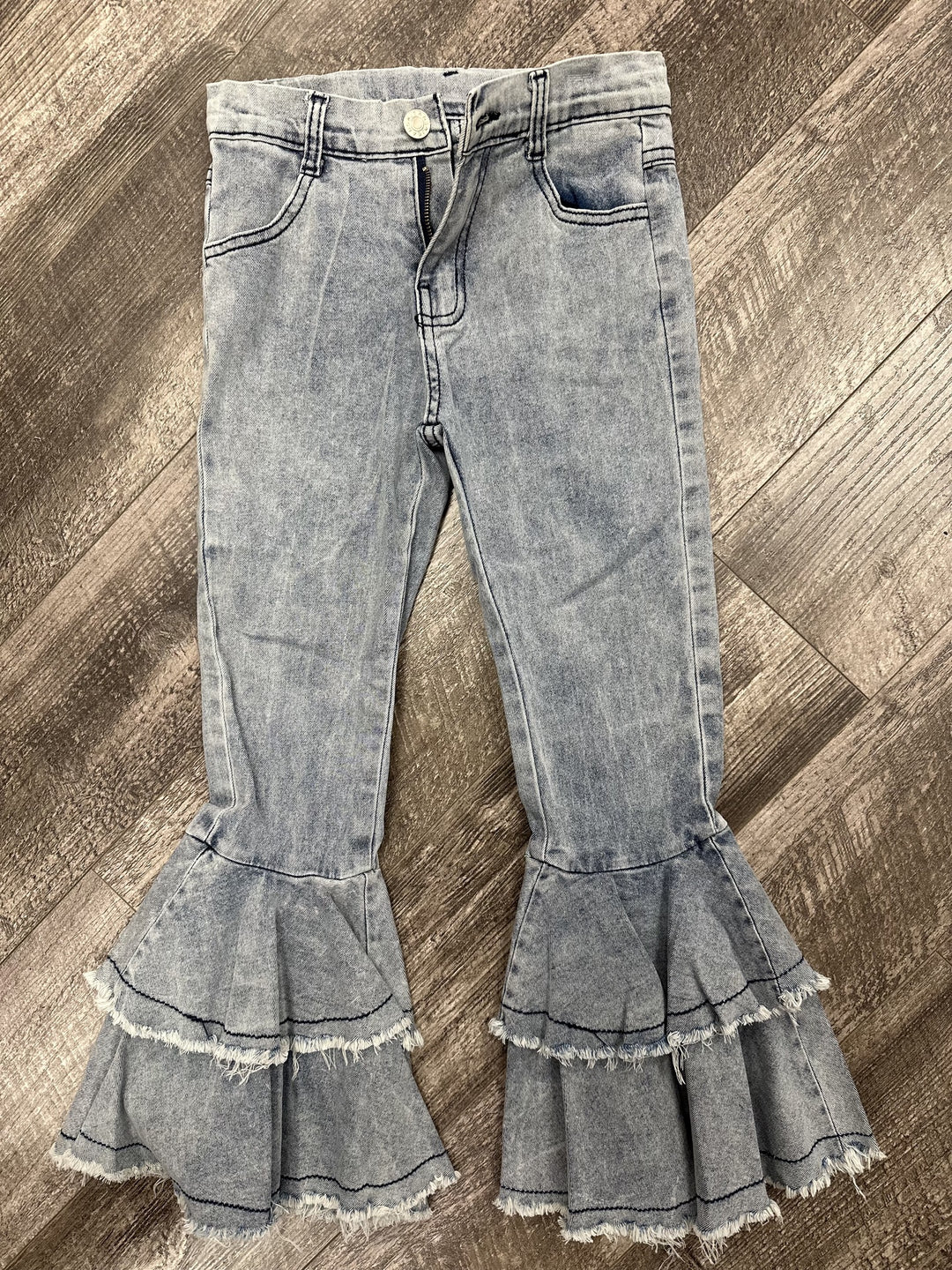 Faded Fringe Bell Bottom Pants
