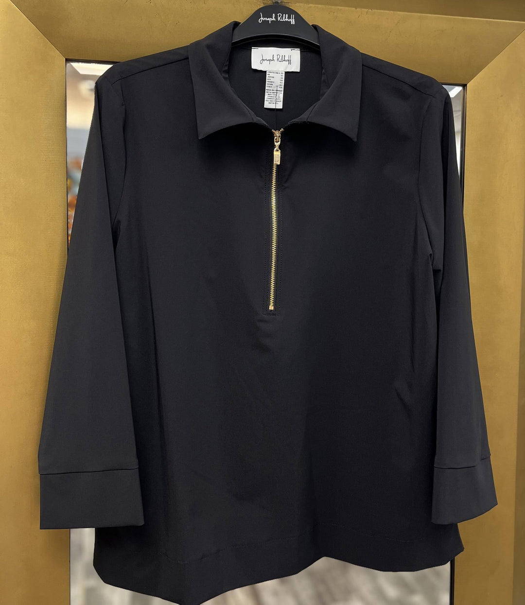 Joseph Ribkoff Stretch Poplin Straight Top- Black