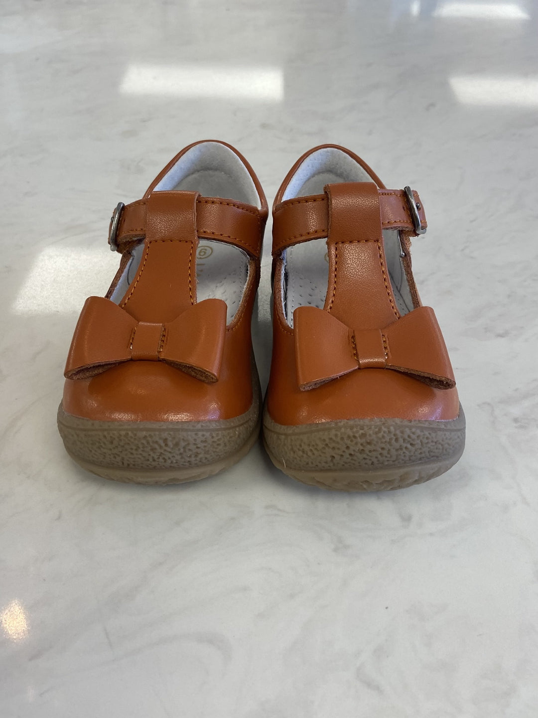 L'AMOUR Emma Classic Bow T- Strap Mary Jane- Spicy Orange