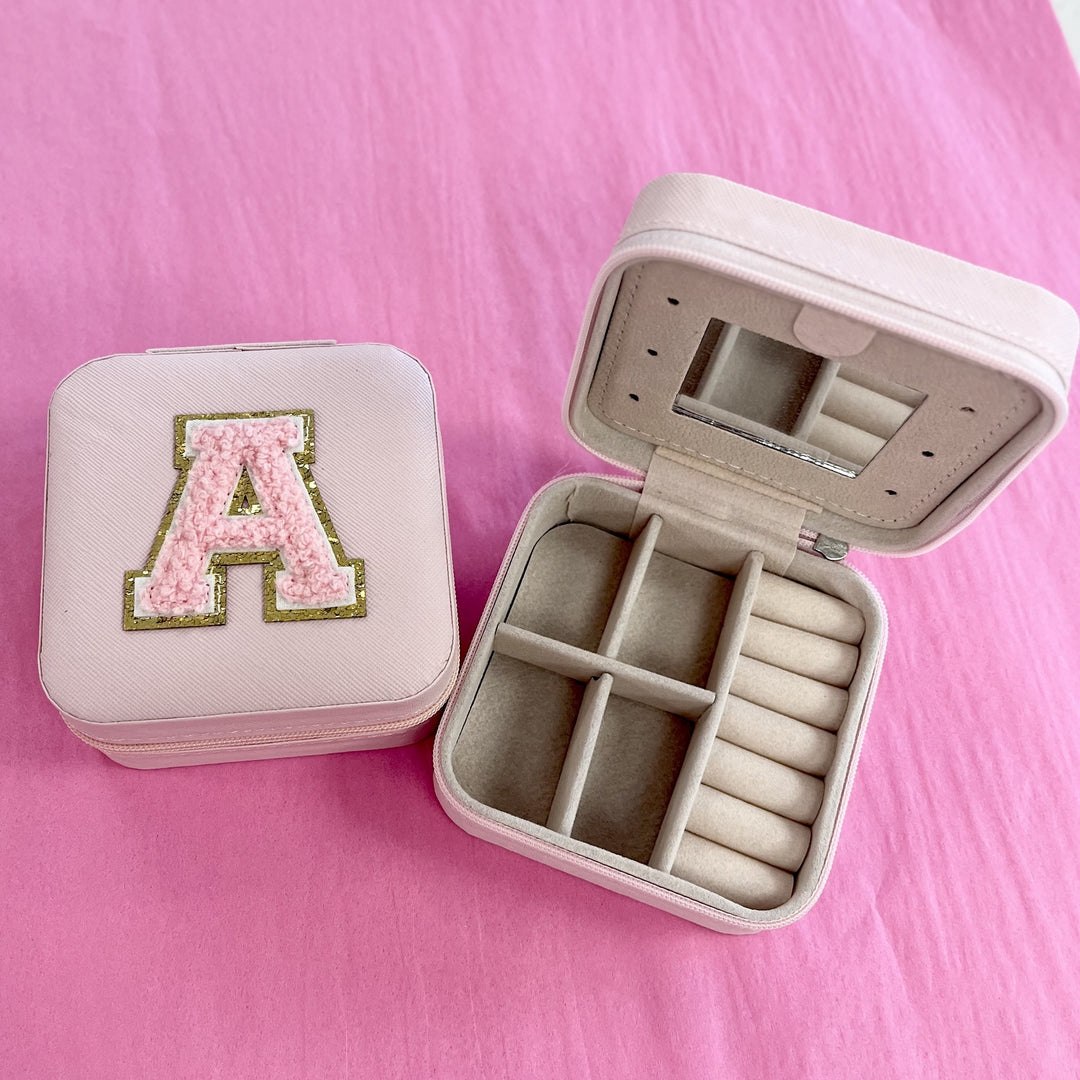 Pale Pink & Gold Initial Jewelry Box