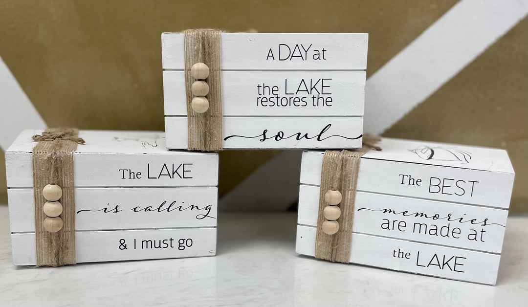 Wood Book Shaped Lake Decor
