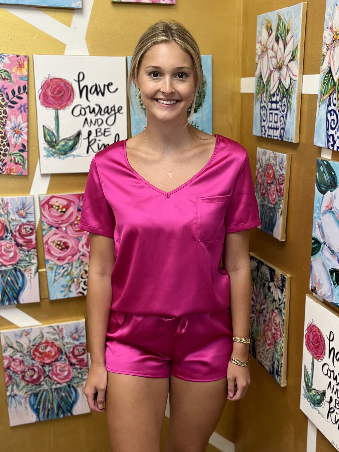 ONLINE EXCLUSIVE Pink Silky PJ Set