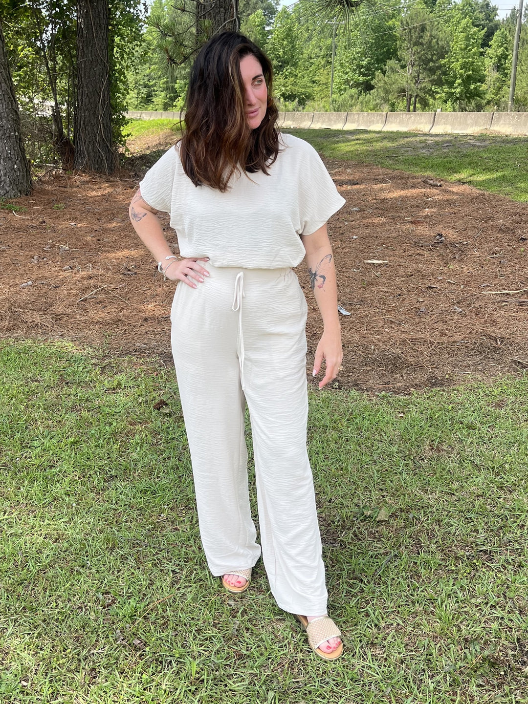 Two- Piece Wide Leg Pant Set