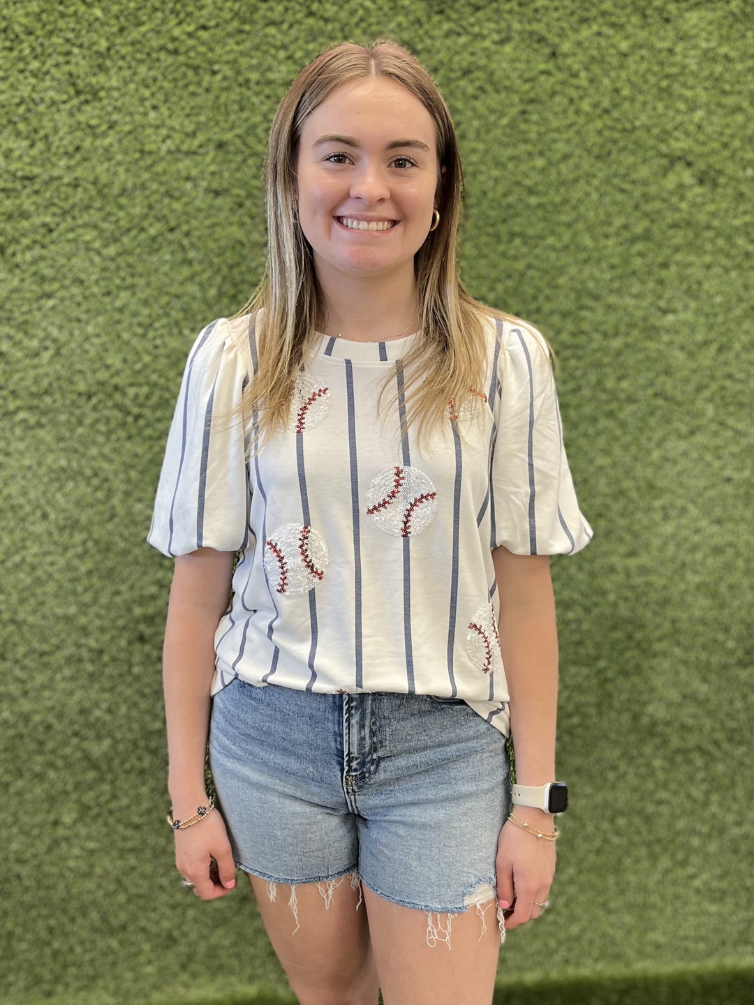 Mary Square Sequin Baseball Tina Tops