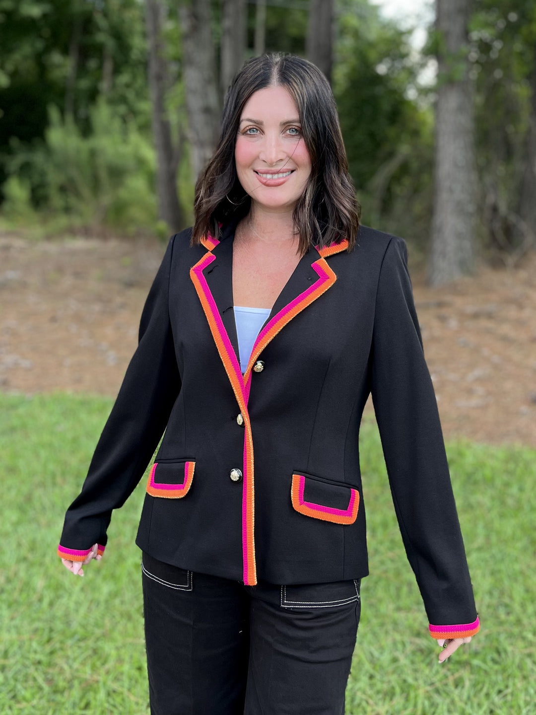 Vilagallo Black/Pink/Orange Jacket with Gold Buttons