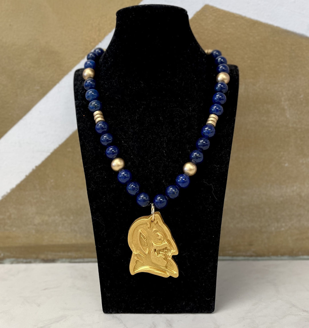 Hidden Truth Jewelry 18" Lapis Lazuli with Duke Logo Necklace