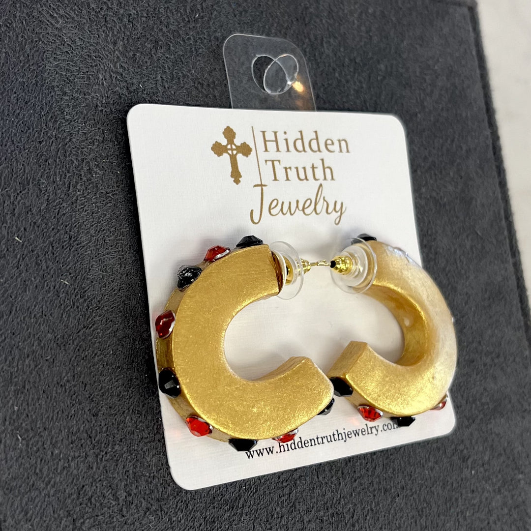 Hidden Truth Jewelry Small Red and Black Hoops
