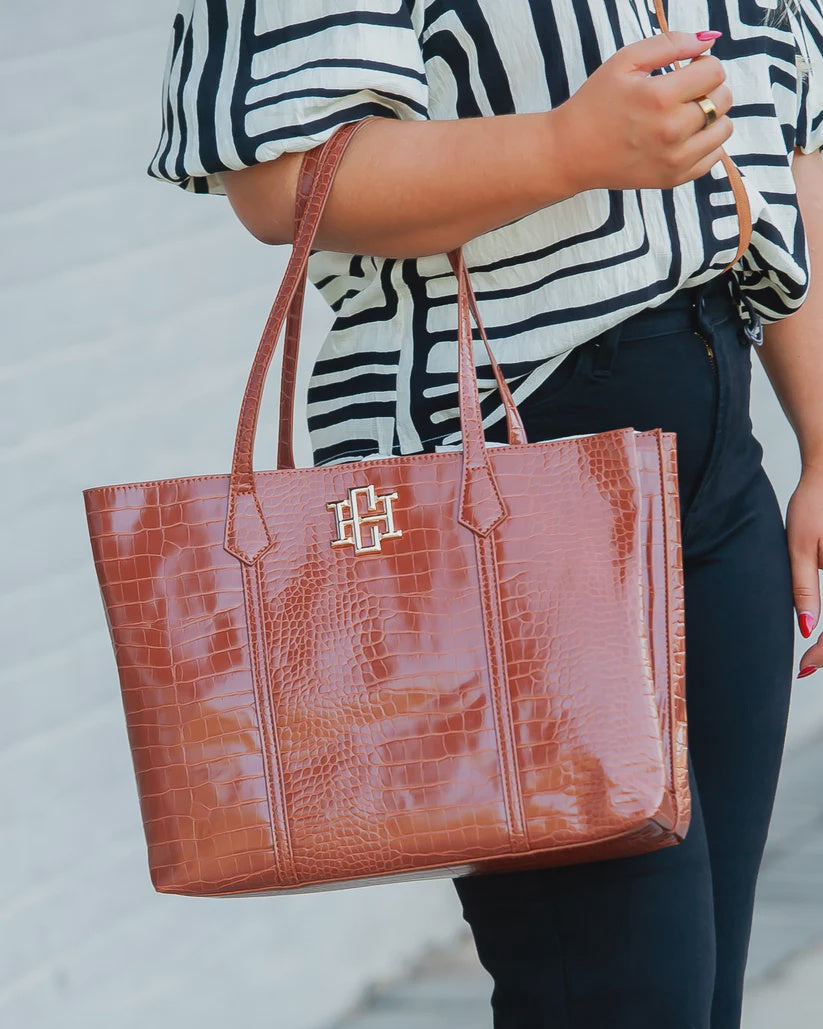 Caroline Hill Heath Tote Bag Saddle EC