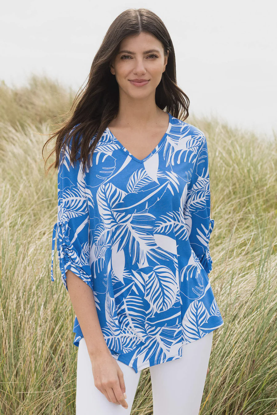 Marble Fashions Cobalt Blue Leaf Print Top