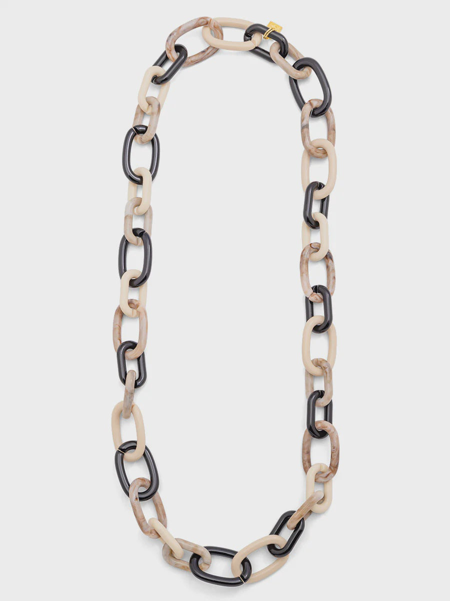 Zenzii Resin Mixed Link Long Necklace Jewelry BK/MLT