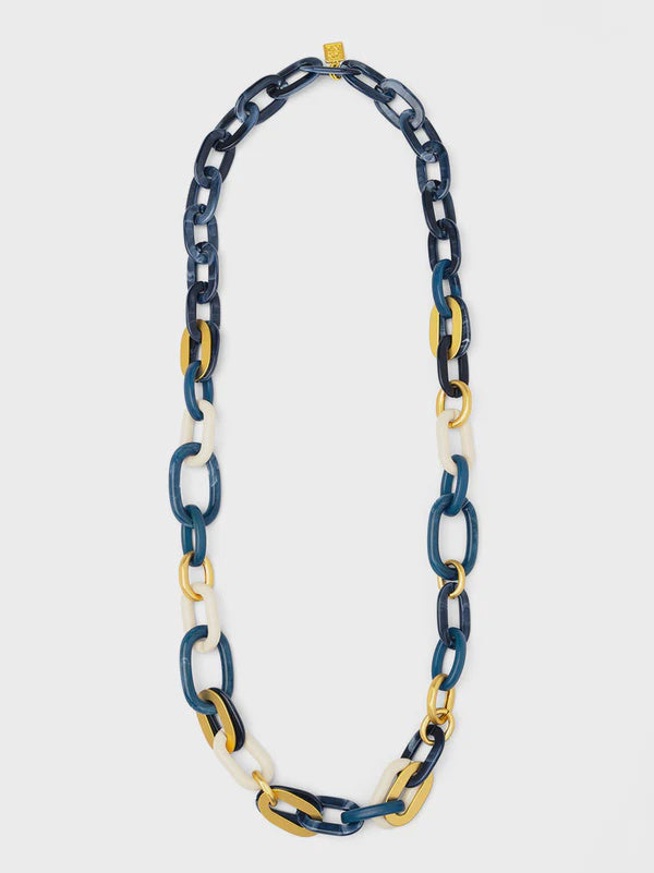 Zenzii Resin Chain Necklace Navy/Gold/Cream
